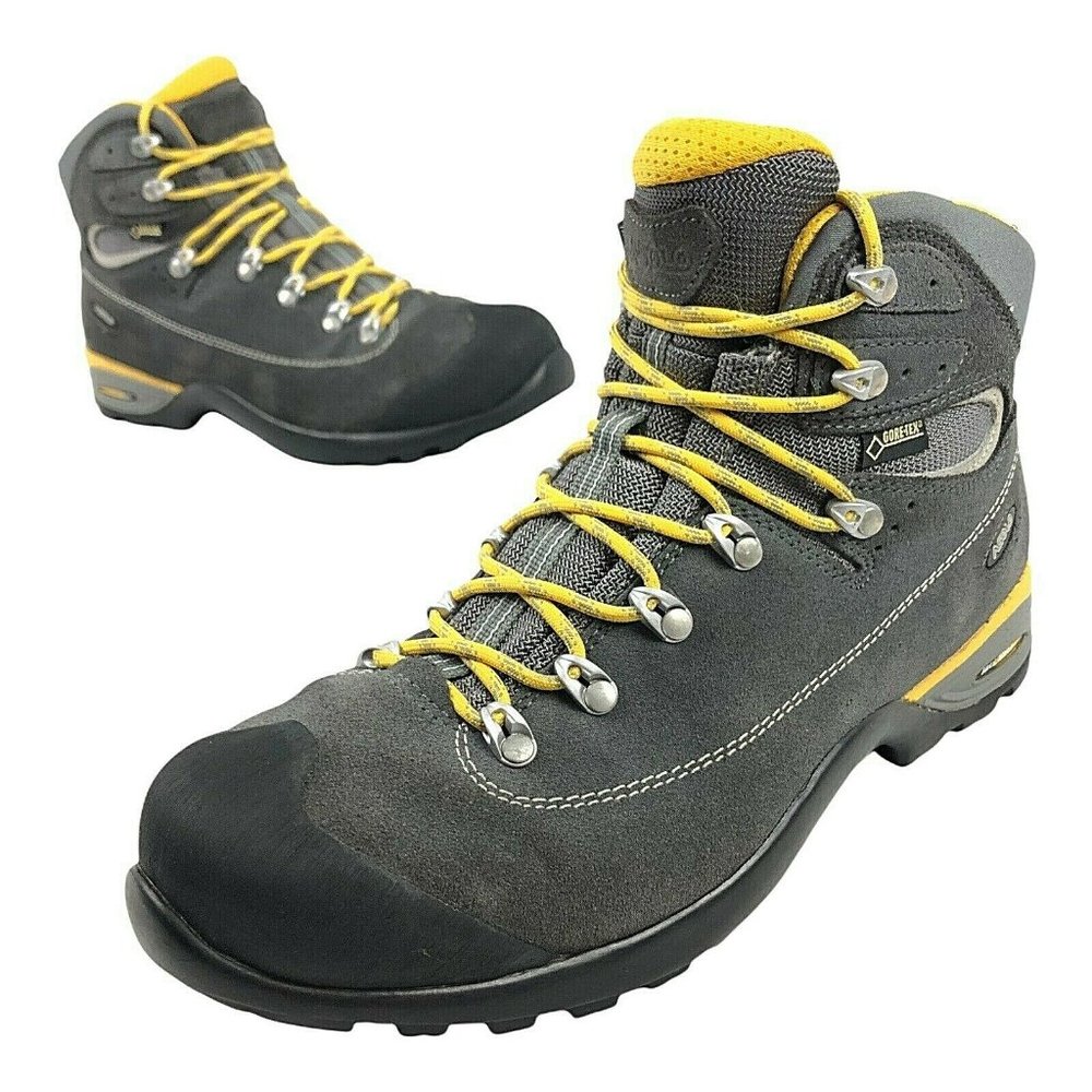 ASOLO Lady’s GTX Women's Gore-Tex Hiking Trail Ankle Boots sz 7.5 Grey Yellow